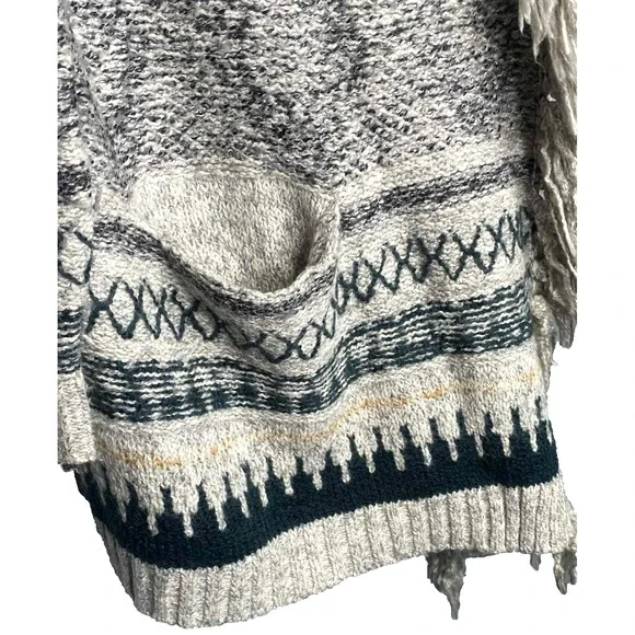 CAbi Shetland Cardigan Waterfall Sweater Boho Aztec Fringe Open Front Small Sz S - Picture 5 of 10